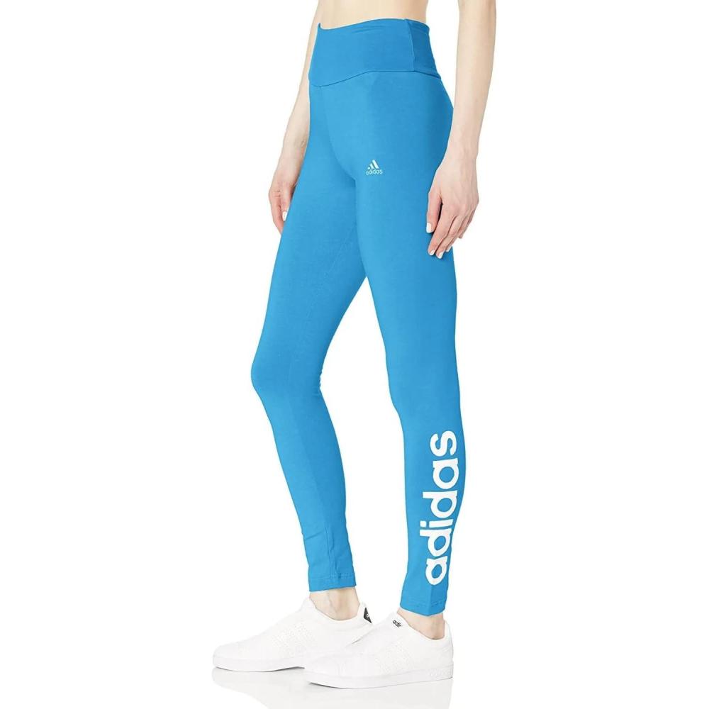 imageadidas Womens Essentials HighWaisted Logo LeggingsApp Sky RushWhite