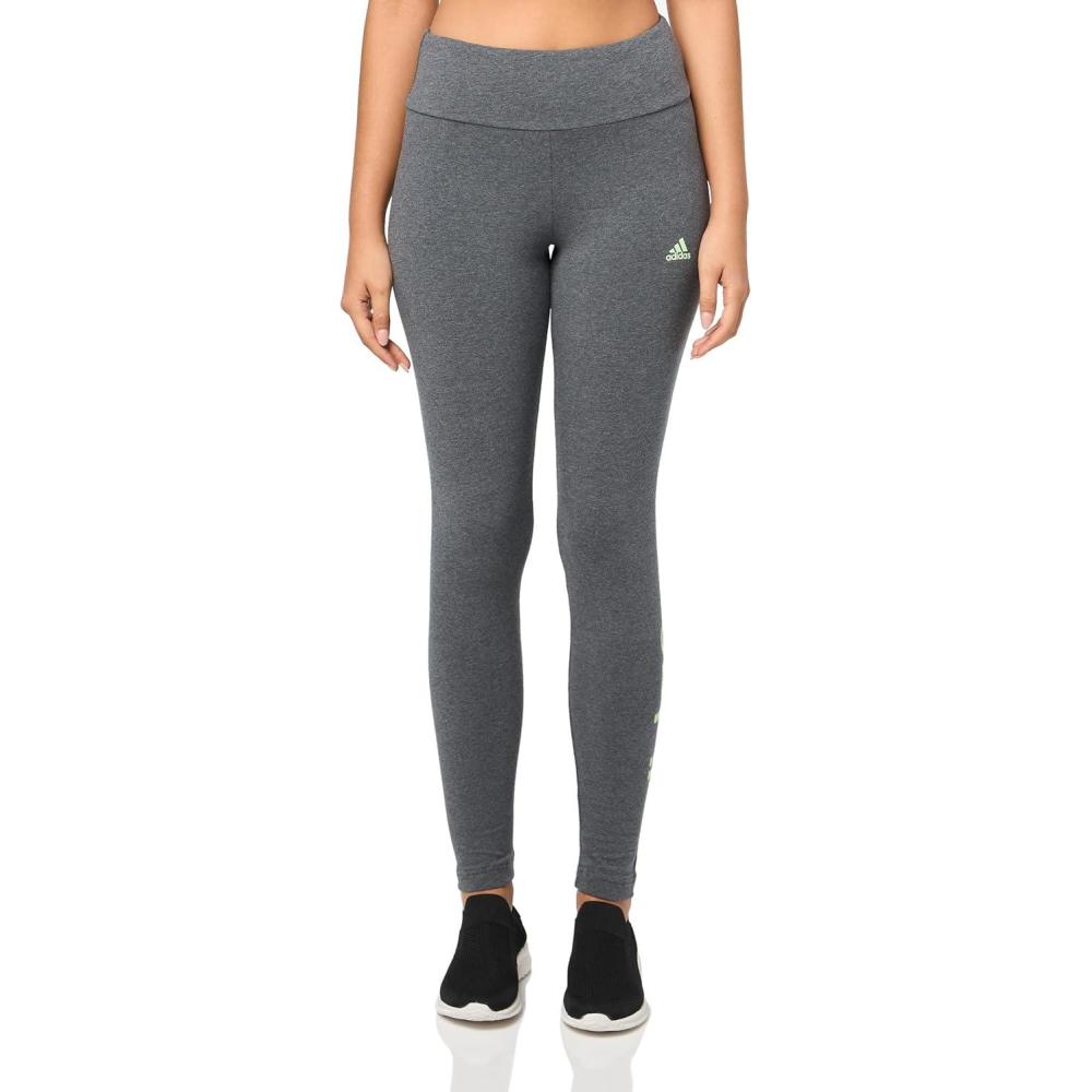 imageadidas Womens Essentials HighWaisted Logo LeggingsDark Grey Heather