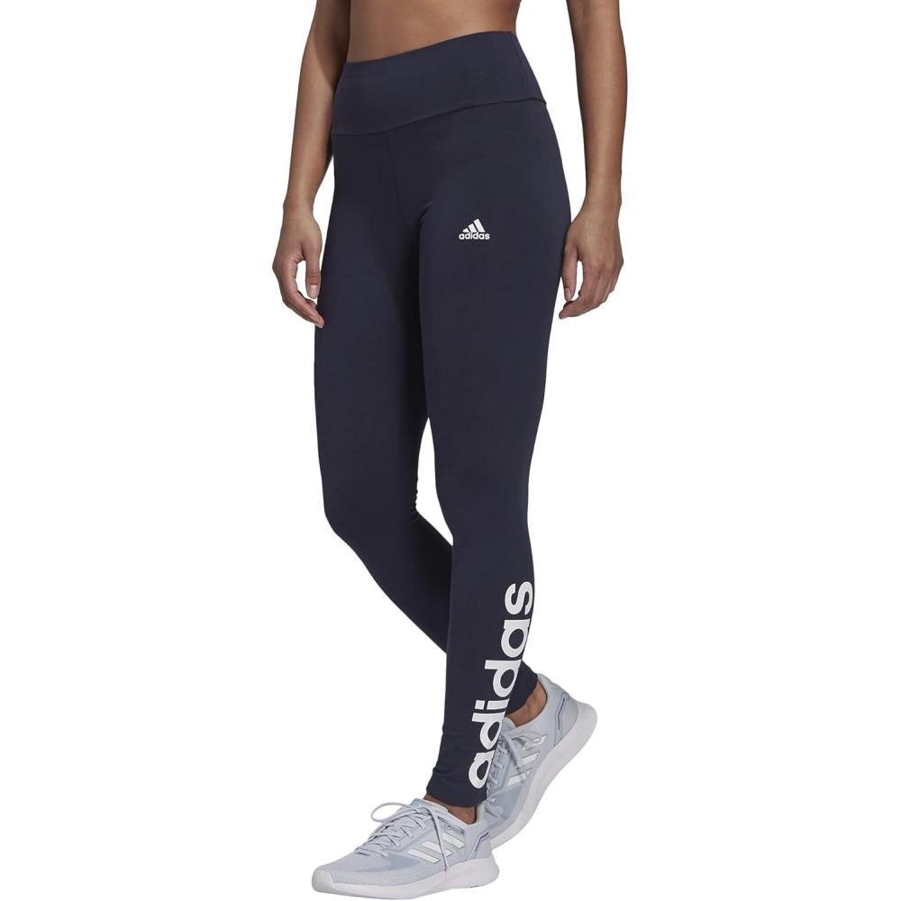 imageadidas Womens Essentials HighWaisted Logo LeggingsInkWhite
