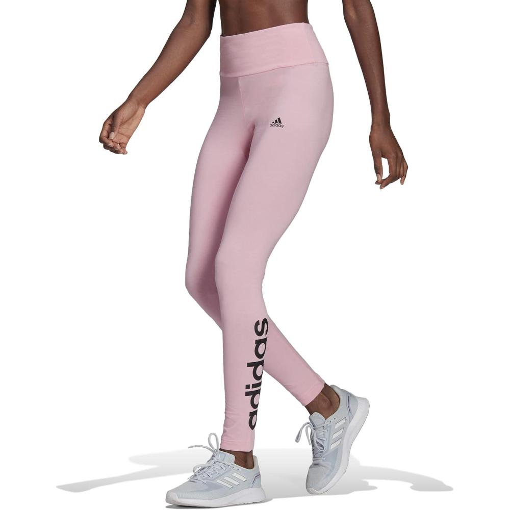 imageadidas Womens Essentials HighWaisted Logo LeggingsLegend InkIce Mint