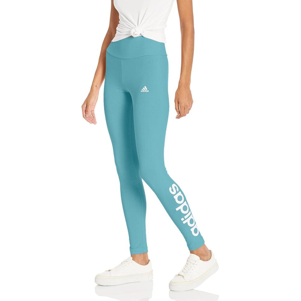imageadidas Womens Essentials HighWaisted Logo LeggingsPreloved BlueWhite