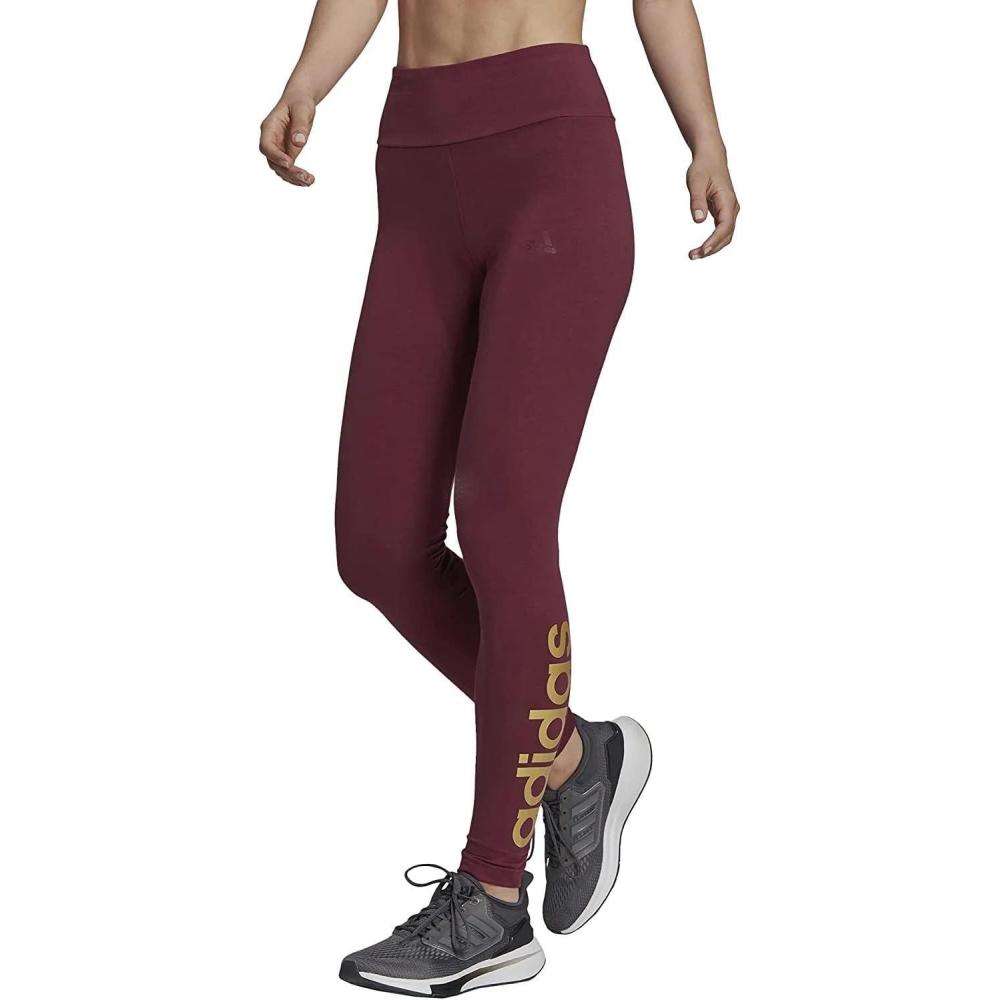 imageadidas Womens Essentials HighWaisted Logo LeggingsVictory CrimsonGold Metallic