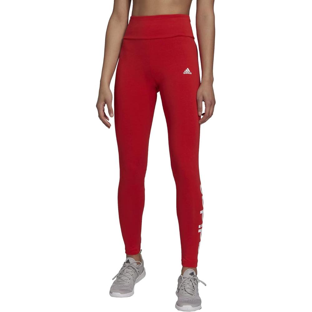 imageadidas Womens Essentials HighWaisted Logo LeggingsVivid RedWhite