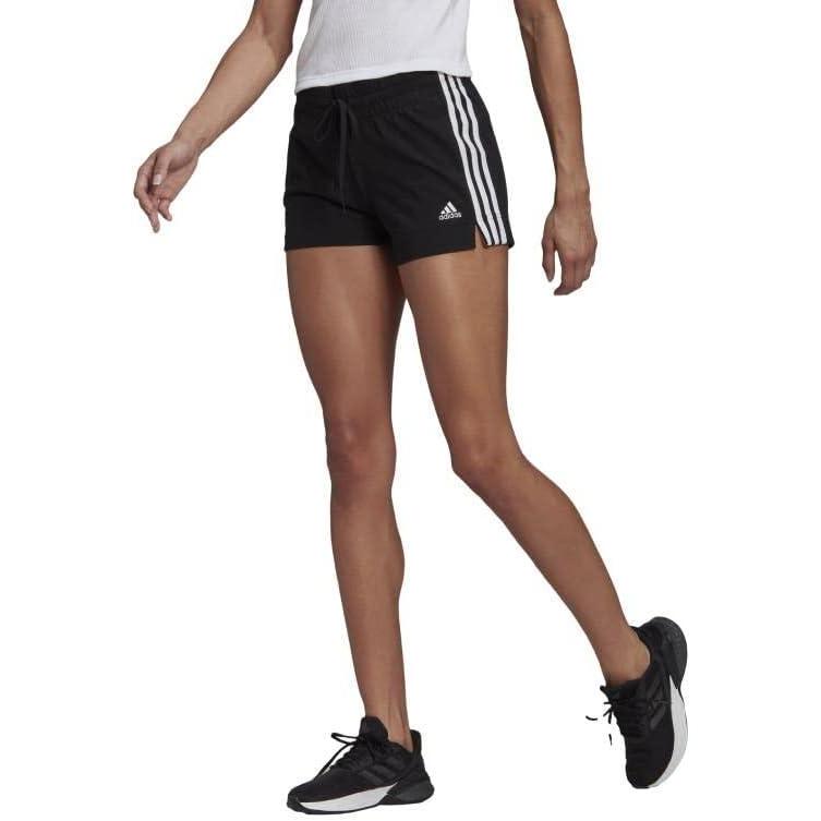 imageadidas Womens Essentials Slim 3Stripes ShortsBlackWhite