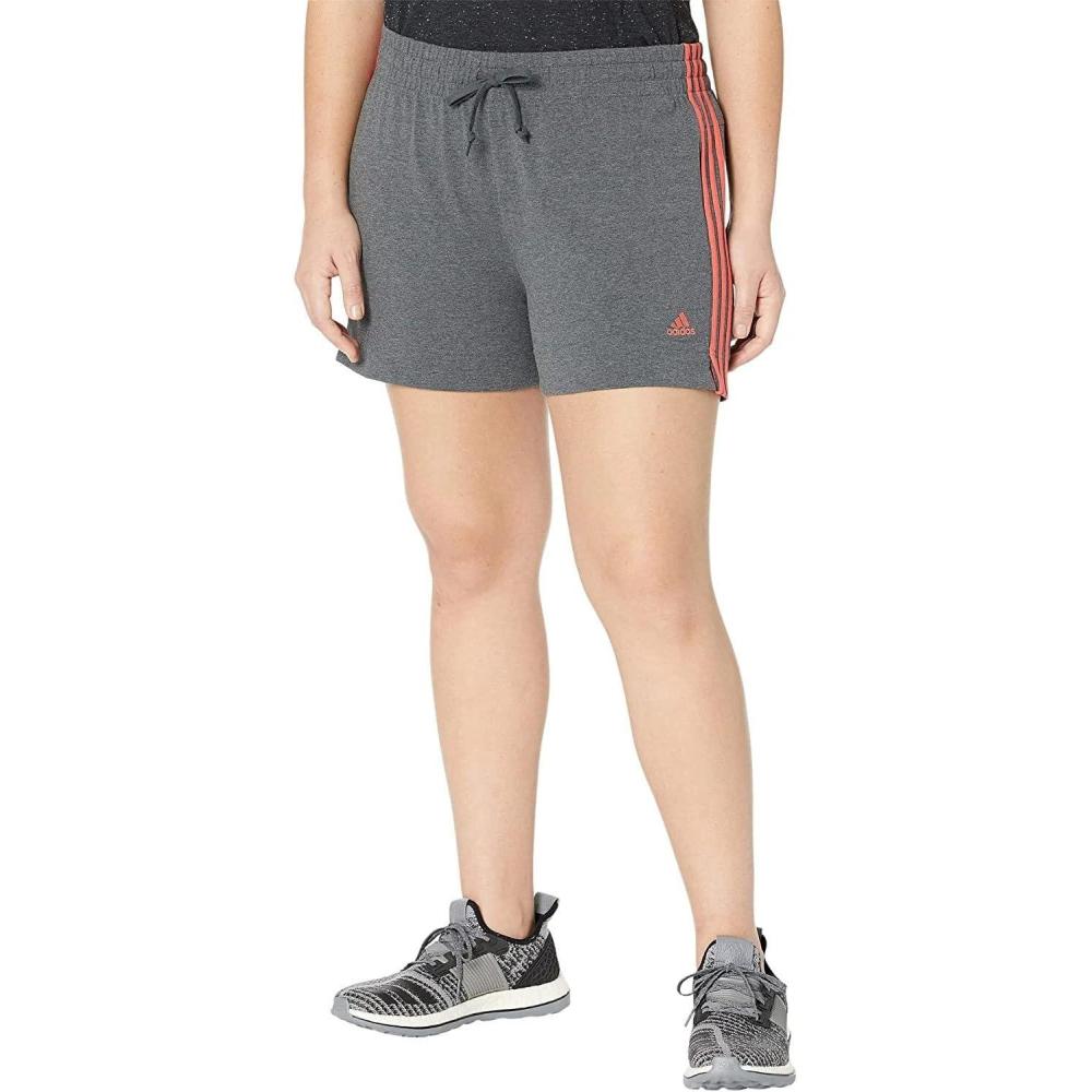 imageadidas Womens Essentials Slim 3Stripes ShortsDark Grey Heather