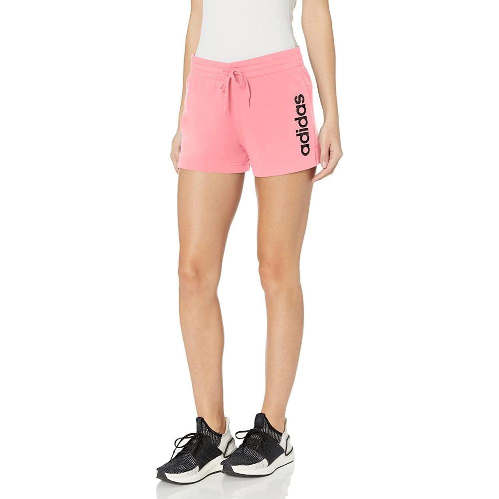 imageadidas Womens Essentials Slim 3Stripes ShortsLight PinkWhite