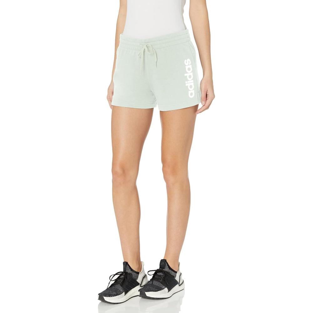 imageadidas Womens Essentials Slim 3Stripes ShortsLinen GreenWhite