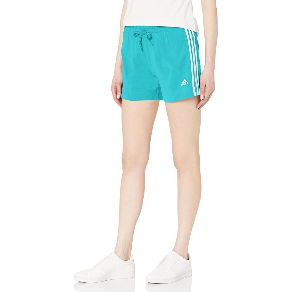imageadidas Womens Essentials Slim 3Stripes ShortsSemi Mint RushWhite
