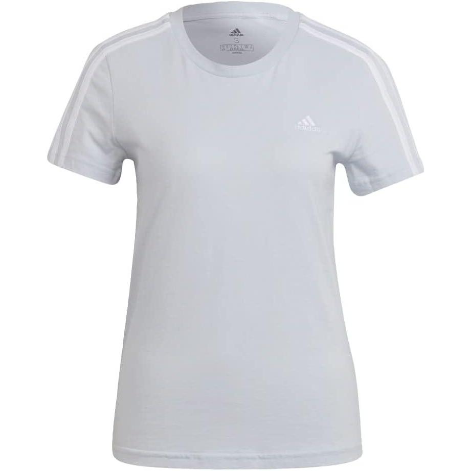imageadidas Womens Essentials Slim 3Stripes TeeHalo BlueWhite