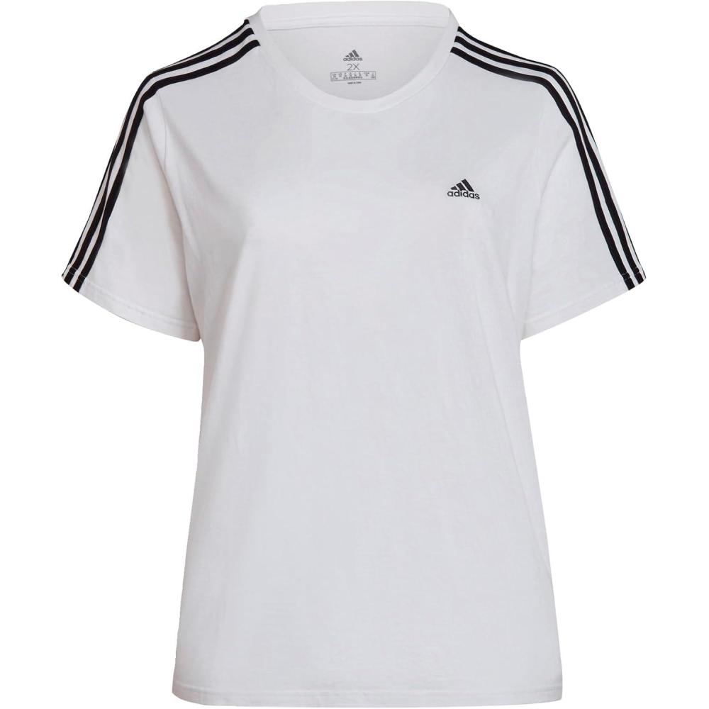 imageadidas Womens Essentials Slim 3Stripes TeeWhiteCore Black