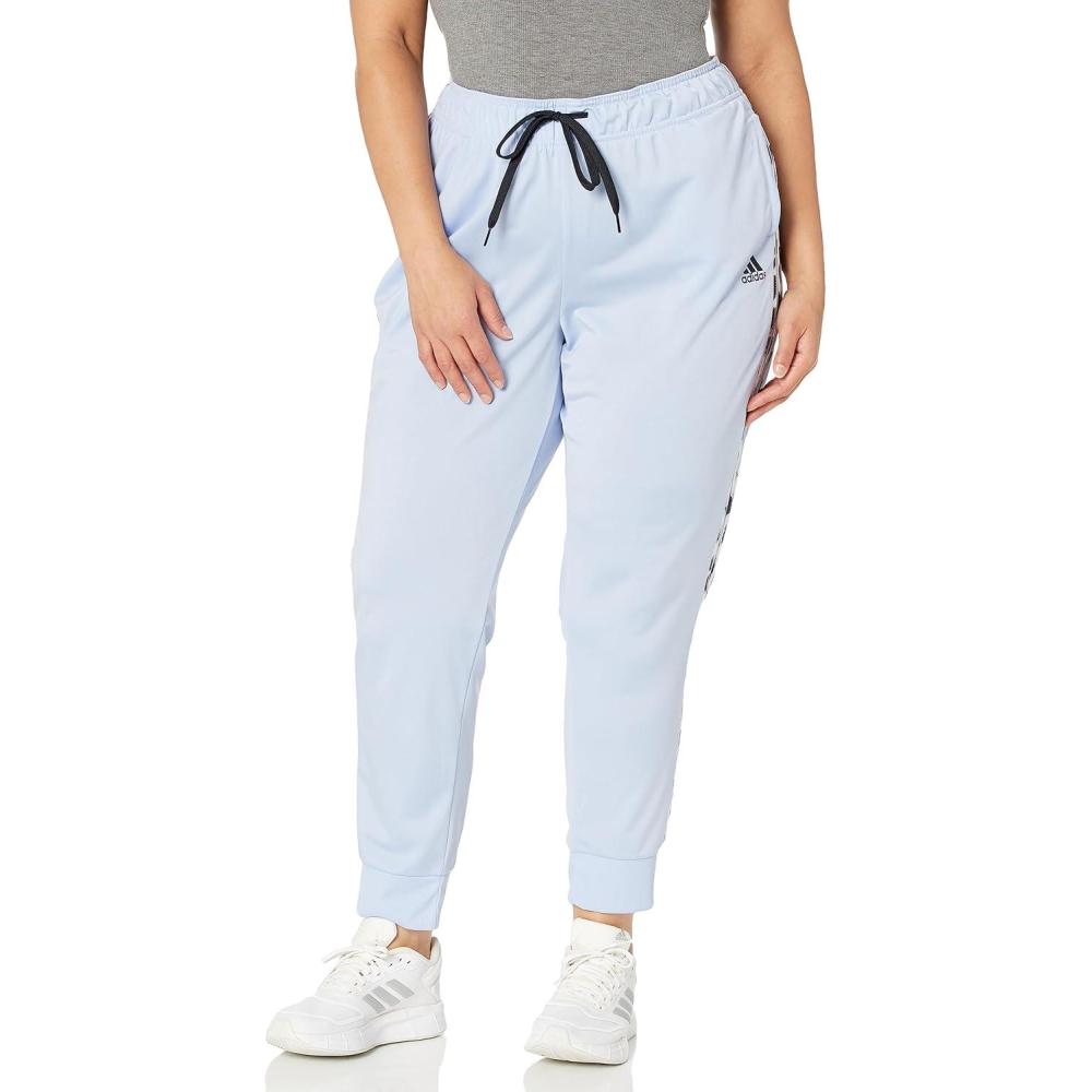 imageadidas Womens Essentials Warmup 3Stripes Slim Tapered Track PantsBlue DawnBlue DawnMulticolorBlack