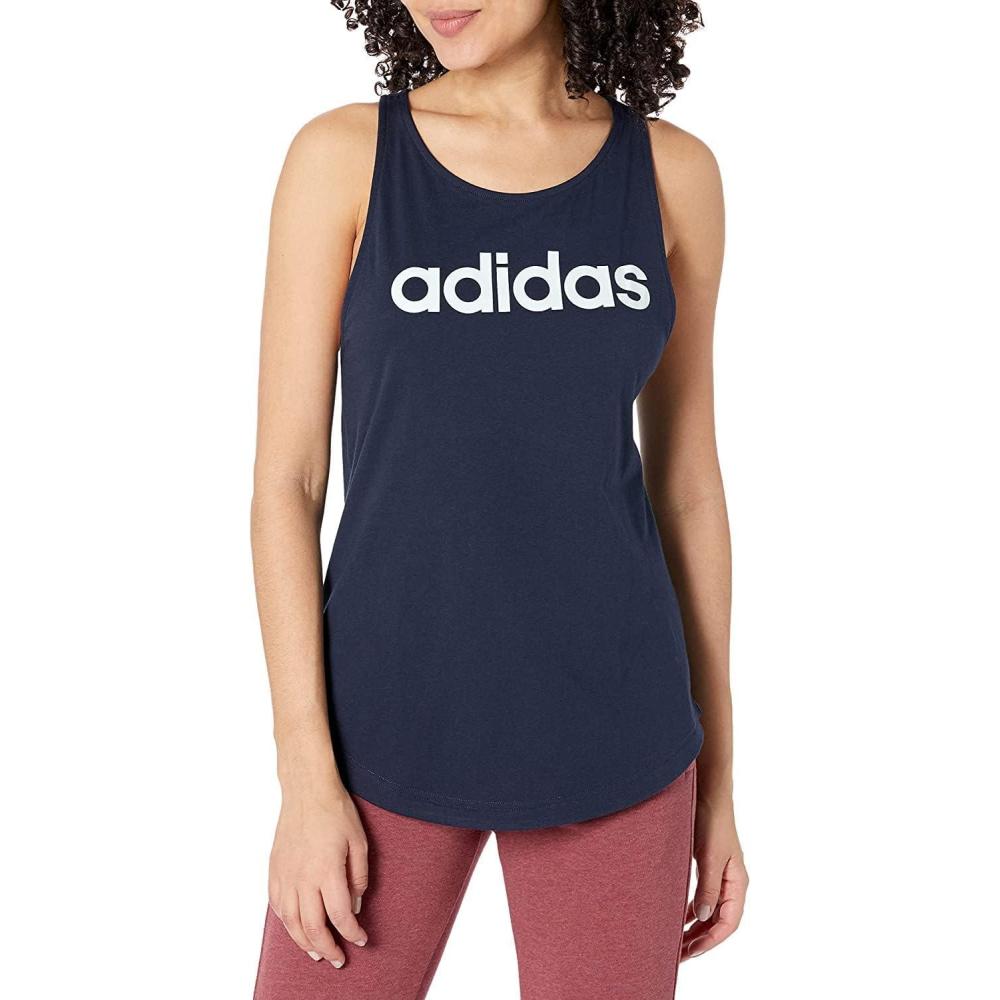 imageadidas Womens Linear Logo Crew Neck TankLegend InkIce Mint