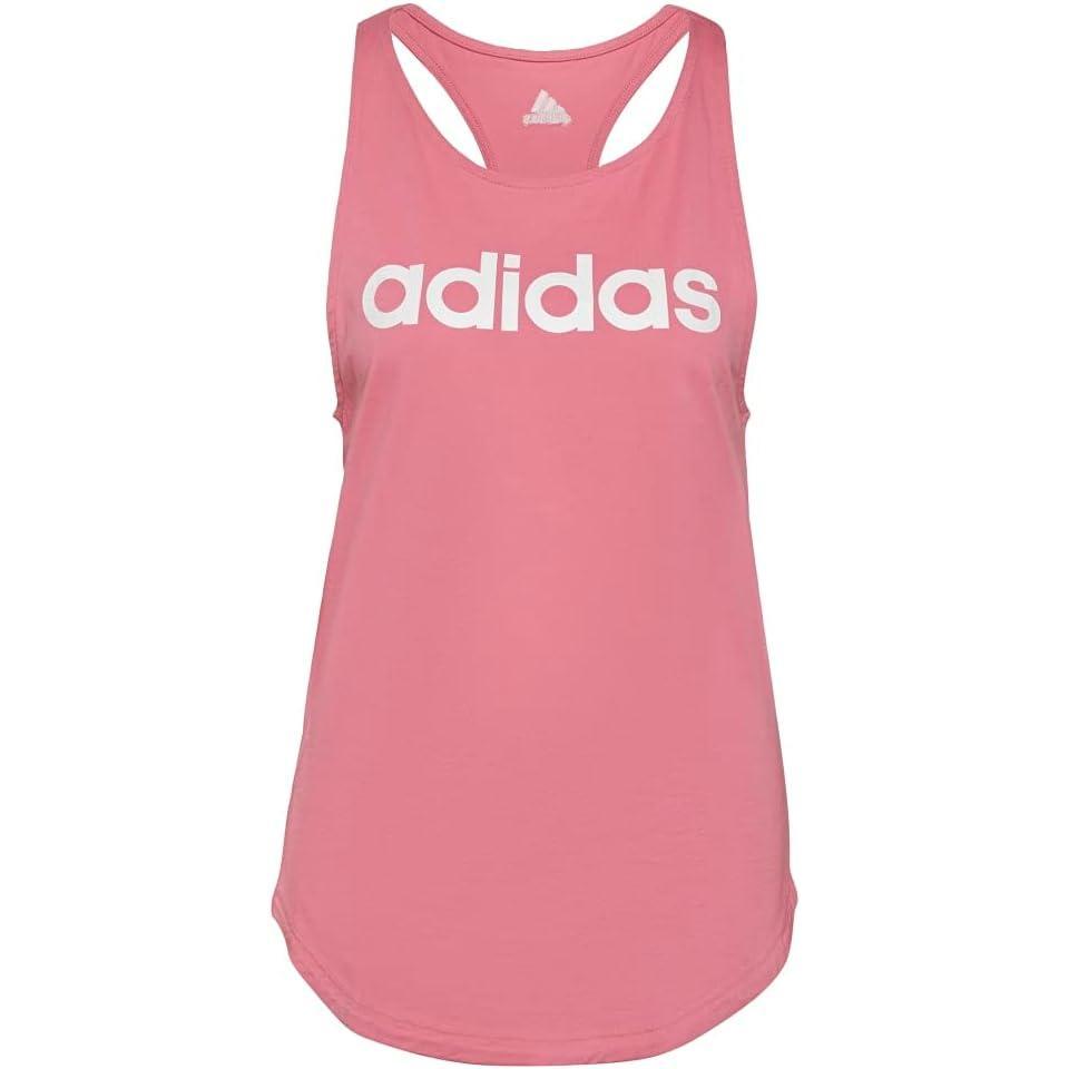 imageadidas Womens Linear Logo Crew Neck TankRose ToneWhite