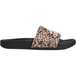 adidas Women’s Adilette Comfort Slide Sandal(Black/Off White/Magic Beige)