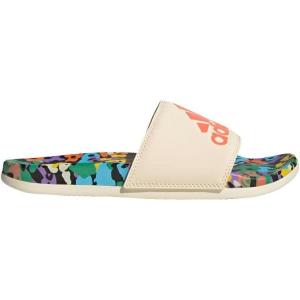 adidas Women’s Adilette Comfort Slide Sandal(Ecru Tint/Coral Fusion/Ecru Tint)