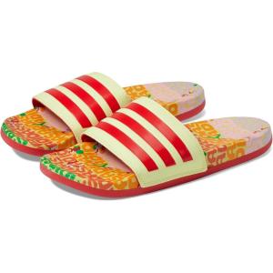 adidas Women’s Adilette Comfort Slide Sandal(Pearl Citrine/Lush Red/Pearl Citrine)