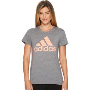 adidas Women’s Badge of Sport Classic Tee(Dark Grey Heather/Chalk Coral)