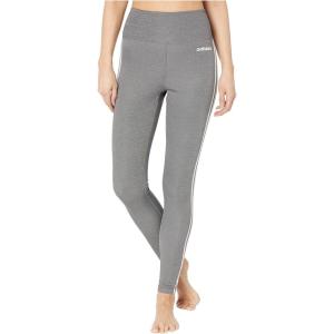 adidas Women’s Designed 2 Move 3-Stripes High-Rise Long Tights(Dark Grey Heather/White)