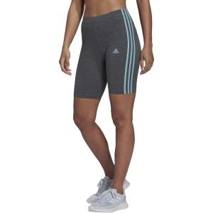adidas Women’s Essentials 3-Stripes Bike Shorts(Dark Grey Heather/Mint Ton)