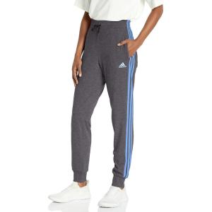 adidas Women’s Essentials 3-Stripes Pants(Dark Grey Heather/Blue Fusion)