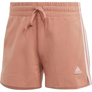 adidas Women’s Essentials Slim 3-Stripes Shorts(Clay Strata-clear Pink)