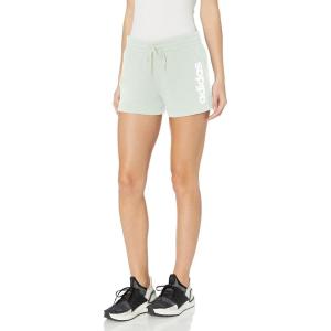 adidas Women’s Essentials Slim 3-Stripes Shorts(Linen Green/White)