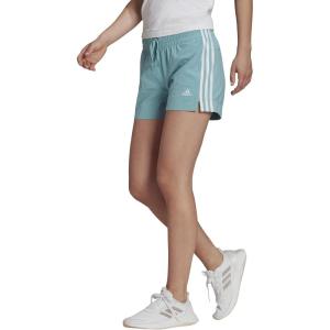 adidas Women’s Essentials Slim 3-Stripes Shorts(Mint Ton/White)