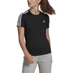 adidas Women’s Essentials Slim 3-Stripes Tee(Black/White)