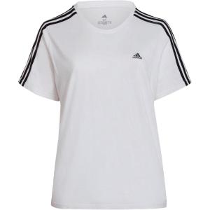 adidas Women’s Essentials Slim 3-Stripes Tee(White/Core Black)