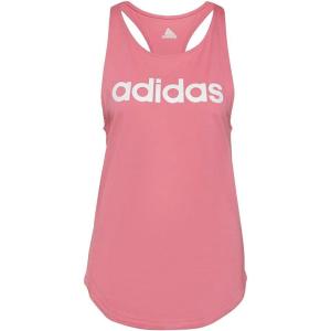 adidas Women’s Linear Logo Crew Neck Tank(Rose Tone/White)