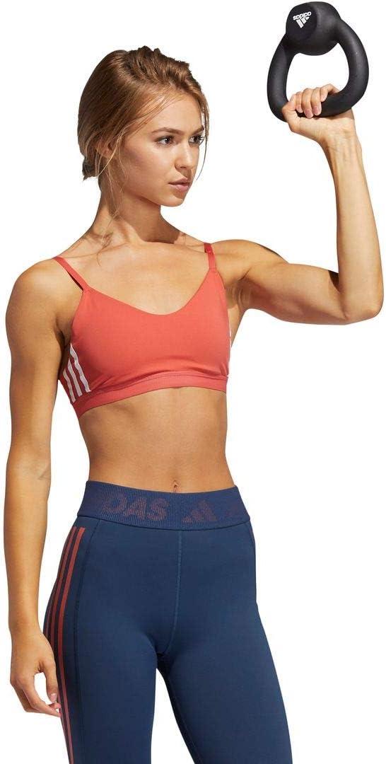 imageadidas womens All Me 3stripes BraCrew RedWhiteWhite