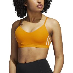 adidas womens All Me 3-stripes Bra(Focus Orange/Halo Blush)