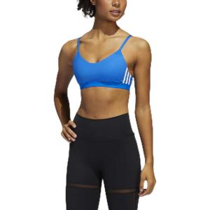 adidas womens All Me 3-stripes Bra(Glory Blue/White)