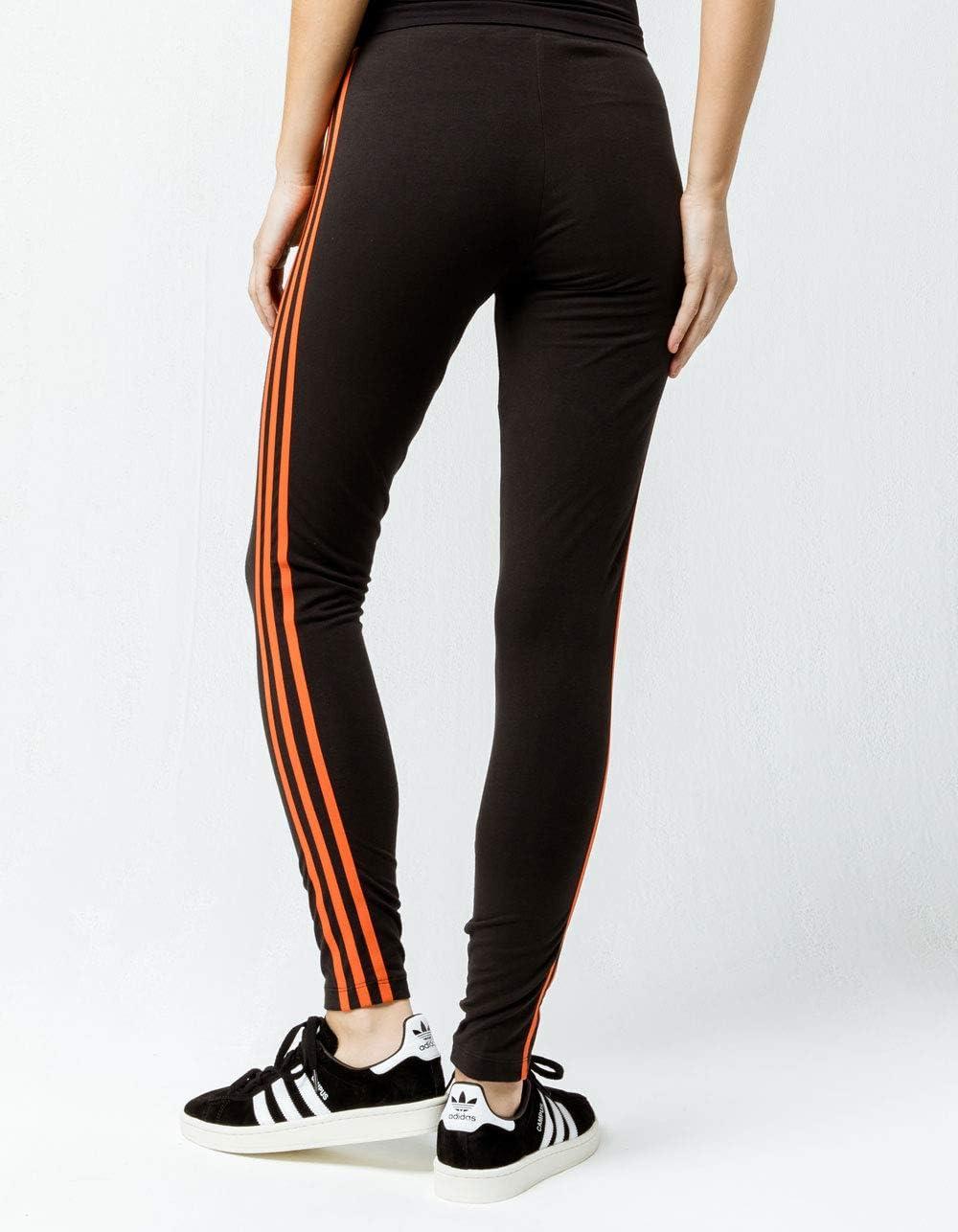 imageadidas Originals Womens 3Stripes LeggingsBlackCraft Orange