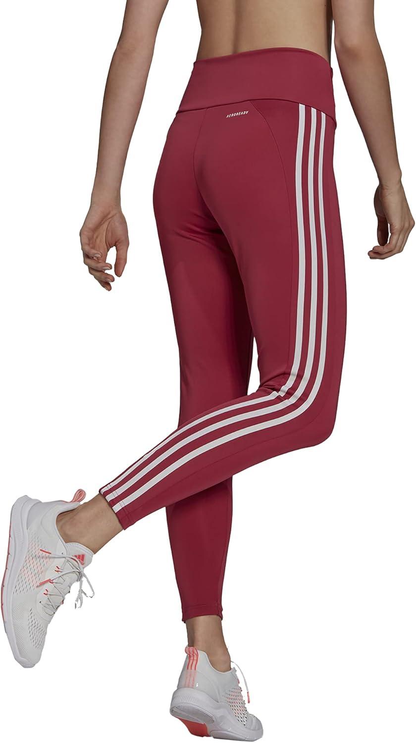 imageadidas Womens High Rise 3Stripes 78 Tights Legend InkSemi TurboWild PinkWhite