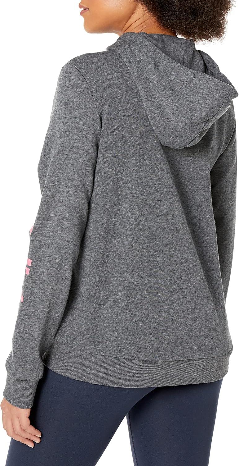 imageadidas womens Essentials Logo Fullzip HoodieDark Grey HeatherRose Tone