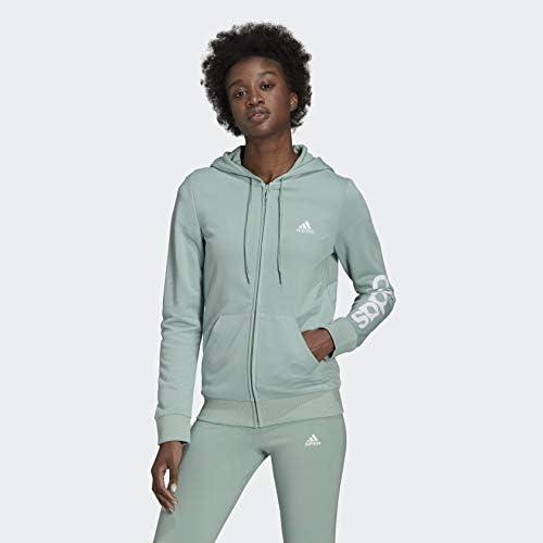 imageadidas womens Essentials Logo Fullzip HoodieHazy GreenWhite