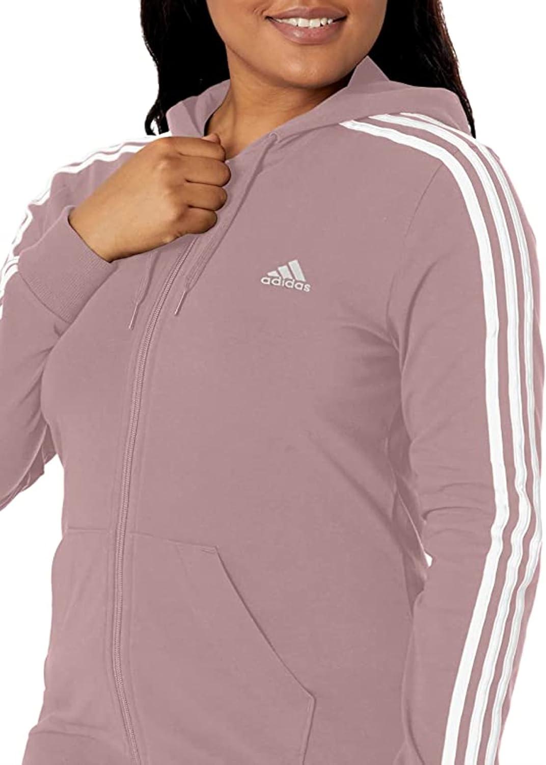 imageadidas womens Essentials Logo Fullzip HoodieWonder MauveWhite