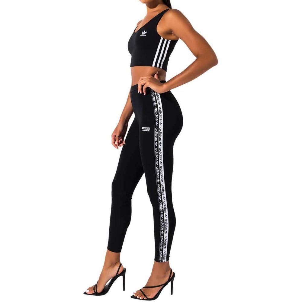 imageadidas Originals Womens 3Stripes LeggingsBlackBlackWhite