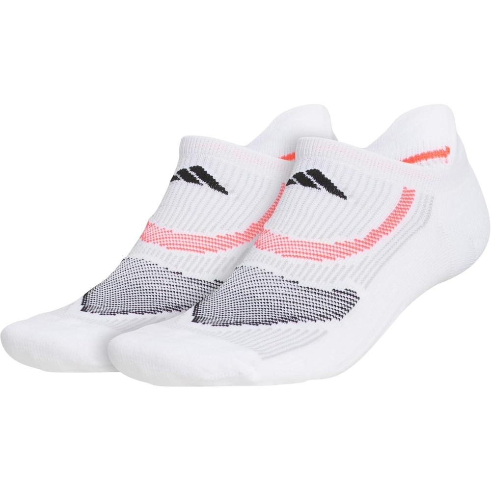 imageadidas Unisex Superlite Performance Tabbed No Show Running Socks with achilles protection 2PairWhiteBlackLucid Red