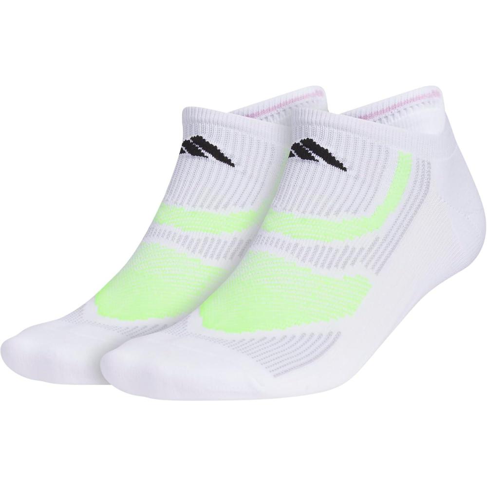 imageadidas Unisex Superlite Performance Tabbed No Show Running Socks with achilles protection 2PairWhiteGreen SparkBliss Lilac Purple