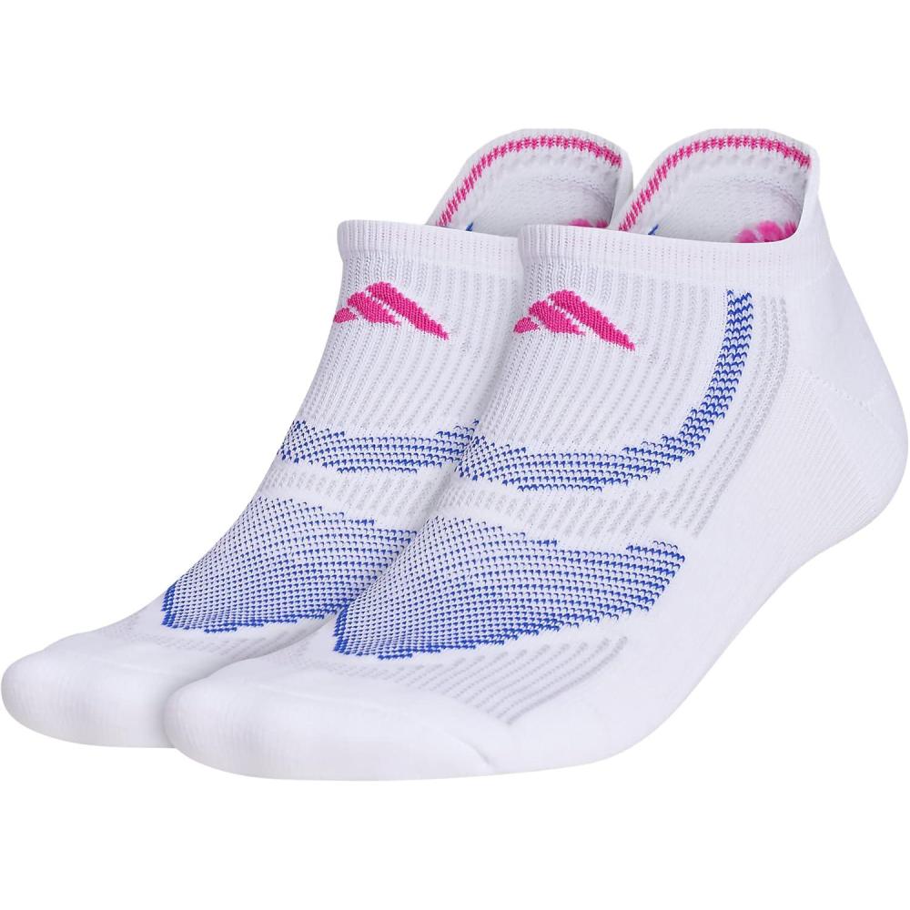 imageadidas Unisex Superlite Performance Tabbed No Show Running Socks with achilles protection 2PairWhiteLucid BlueLucid Fuchsia Pink