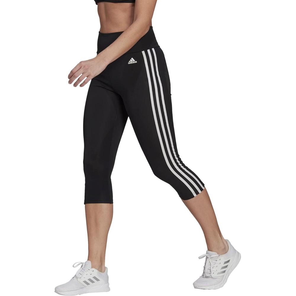 imageadidas Womens Designed 2 Move Highrise 3Stripes 34 Sport TightsBlackWhite