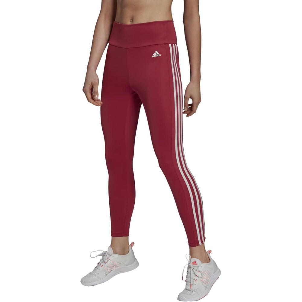 imageadidas Womens High Rise 3Stripes 78 Tights Legend InkSemi TurboWild PinkWhite