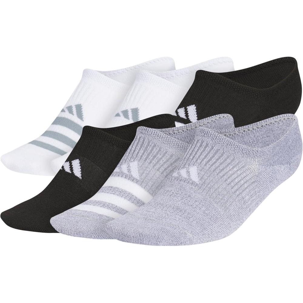 imageadidas Womens Superlite 30 6Pack Super No Show Athletic Socks Invisible Ultra LowProfile Cushion ampamp Arch CompressionWhiteBlackGrey