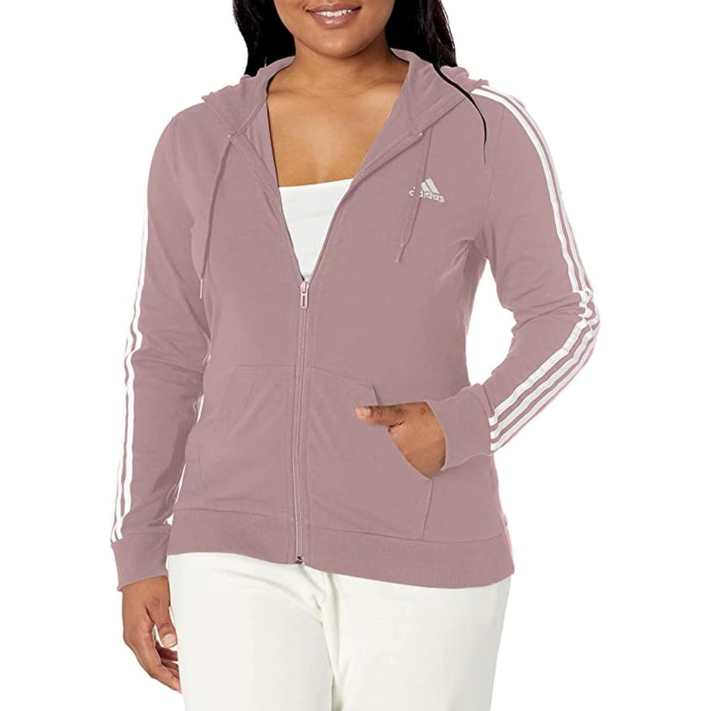 imageadidas womens Essentials Logo Fullzip HoodieWonder MauveWhite