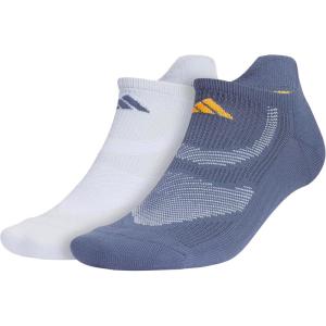 adidas Unisex Superlite Performance Tabbed No Show Running Socks with achilles protection (2-Pair)(Preloved Ink Blue/Halo Blue/Spark Orange)