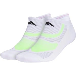 adidas Unisex Superlite Performance Tabbed No Show Running Socks with achilles protection (2-Pair)(White/Green Spark/Bliss Lilac Purple)