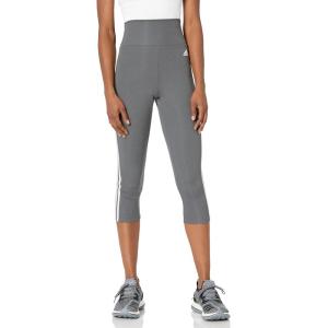 adidas Women’s Designed 2 Move High-rise 3-Stripes 3/4 Sport Tights(Dark Grey Heather/White)