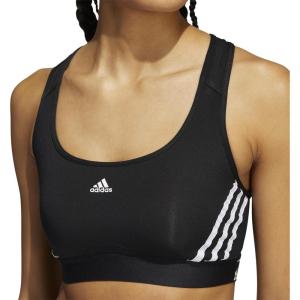 adidas Women’s Training Medium Support 3 Stripes Bra(Black/White)